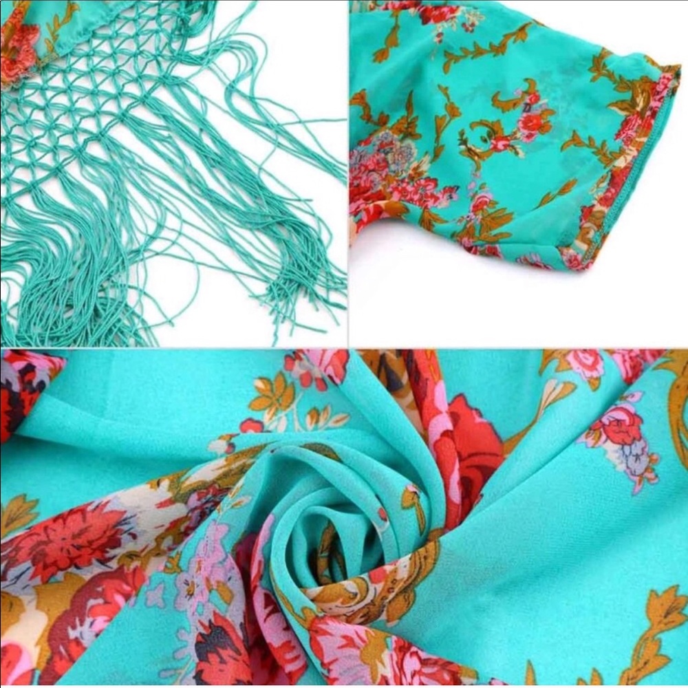 SUMMER SALE! Floral fringe kimono coverup - Picture 5 of 5